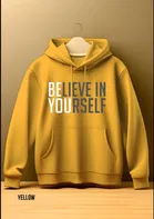 Fleece Printed Hoodie for Men, Yellow (M)