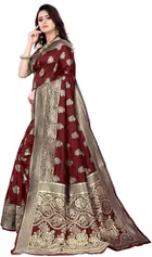 Silk Woven Design Saree for Women, Maroon 