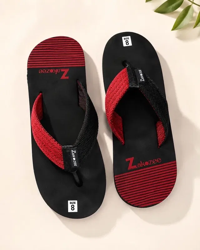 Slippers for Men (Black & Red, 9)