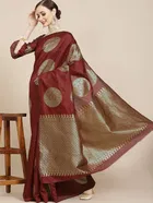 Litchi Silk Zari Woven Saree for Women, Maroon 