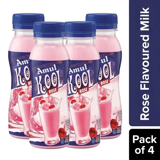 Amul Kool Rose Flavoured Milk 4X180 ml - Pack of 4