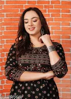 Rayon Printed Anarkali Kurti for Women 