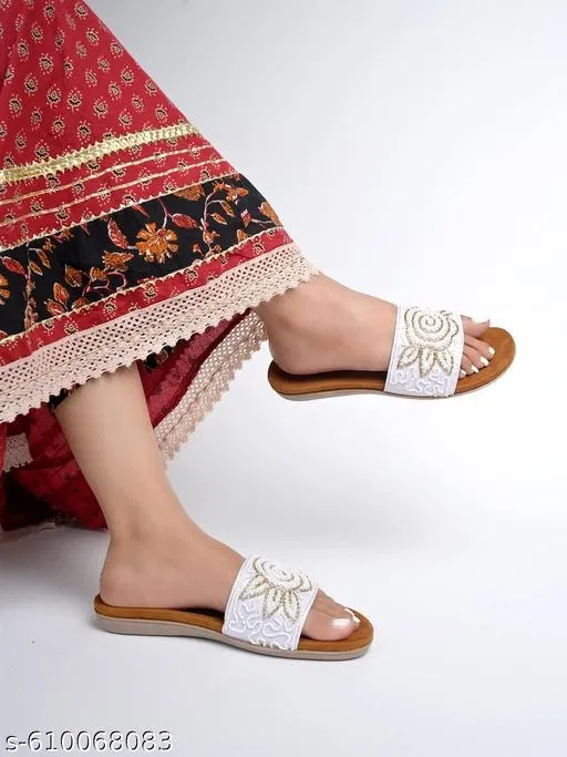 Shoetopia White Embellished Sandals (IND-7)