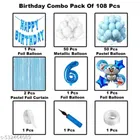 Doremon Theme 6th Happy Birthday Decoration Items For Girls, Multicolor, Pack of 112