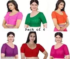 Cotton Solid Stitched Blouses for Women (Multicolor, 32) (Pack of 6)