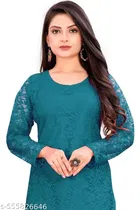 Net Kurti for Women,  Teal  
