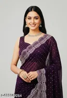 Chanderi Silk Solid Saree For Women, Purple