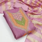 Vichitra Silk Embroidered Unstitched Suit Fabric, Pink