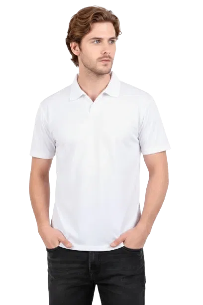 Polyester T-shirt for Men, White (L)