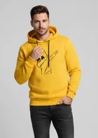Fleece Printed Hoodie for Men, Yellow 
