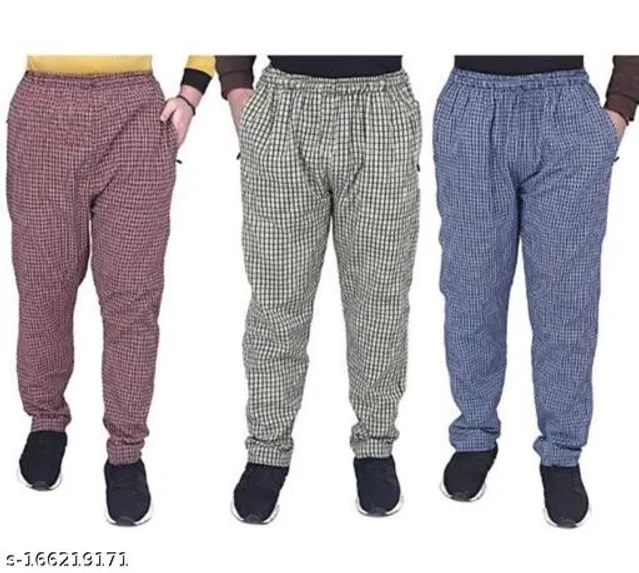 Cotton Trousers for Mens (Multicolor, XXL) (Pack of 3)