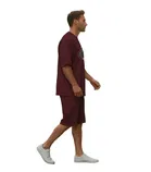 Polyester Printed T-shirt With Matching Shorts, Wine 