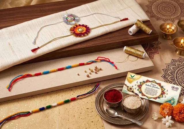Fabric Rakhi, Pack of 4 (Multicolor, Free)