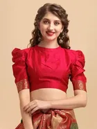 Litchi Silk Zari Woven Saree for Women, Green 