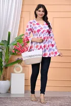 Rayon Floral Print Short Kurti for Women 