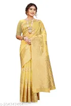 Linen Zari Woven Saree for Women 
