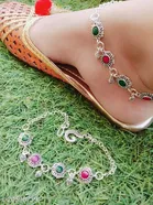 Anklet Multicolor Free Size Anklets & Toe Rings for Women, Pack of 2