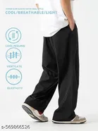 Cotton Blend Solid Trackpant for Men, Black 