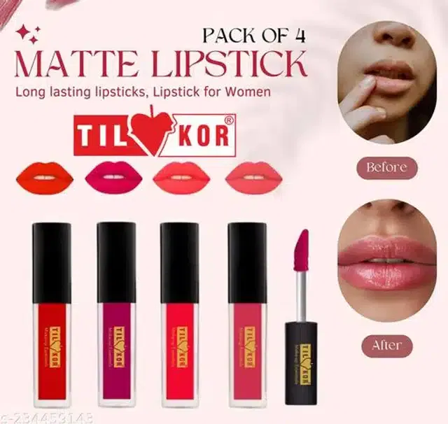 Lipsticks for Girls & Women (Multicolor, Pack of 4)