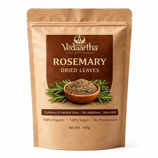 वेदार्थ रोज़मेरी ड्राइड लीव्स हेयर ग्रोथ और फ़ूड के लिए, 100 g