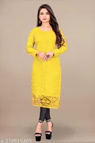 Net Kurti for Women,  Yellow  