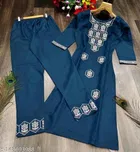 Silk Embroidered Kurta with Pant for Women 