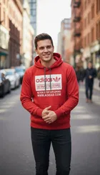 Feelce Printed Hoodie for Men, Red (L)