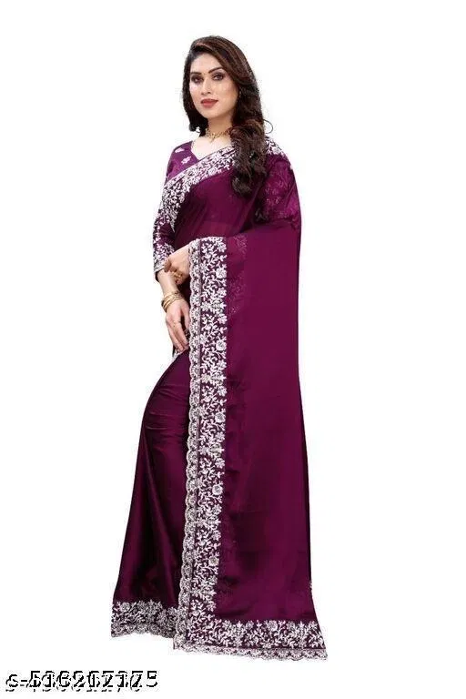 Georgette Saree for Women, Purple (5.5 M)