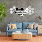Hexagon Mirror Wall Stickers for Wall Bathroom Mirror Made of Plastic Flexible Mirror Silver Colour (Pack of 20)