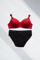 Full Coverage Wireless Padded Bra and Hot Panty Set for Women, Pack of 2 