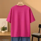 Cotton Blend Printed T-shirt for Women, Pink 