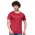 Round Neck Solid T-Shirt for Men (Maroon, S)