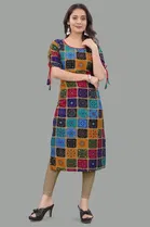 Rayon Block Print Short Kurti for Women 