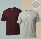 Polyester Round Neck T-shirt for Men, Multicolour, Pack of 2 