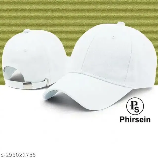 Plain Polyblend Caps (White, Free Size)