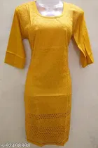 Cotton Blend Embroidered Kurti for Women 