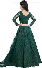 Net Embroidered Semi Stitched Lehenga for Girls 
