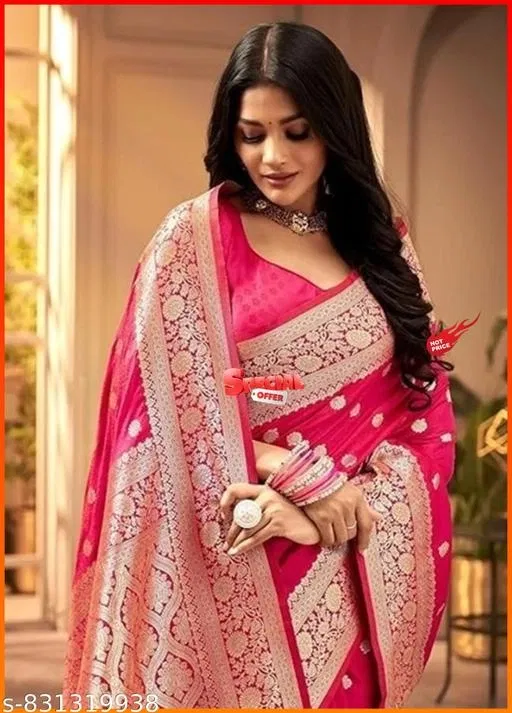 Kanjeevaram Zari Woven Saree for Women (Pink, Free Size)