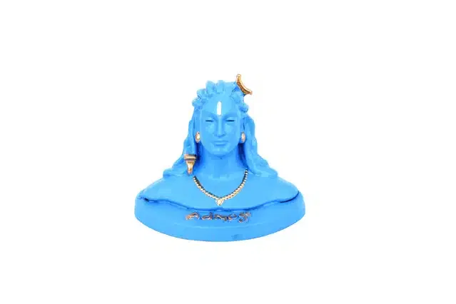 Resin Hand Carved Adiyogi Shiva Showpiece (Blue)