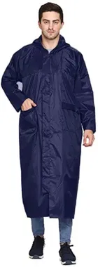 Solid Overcoat with Hoods and Side Pocket Raincoat for Men 
