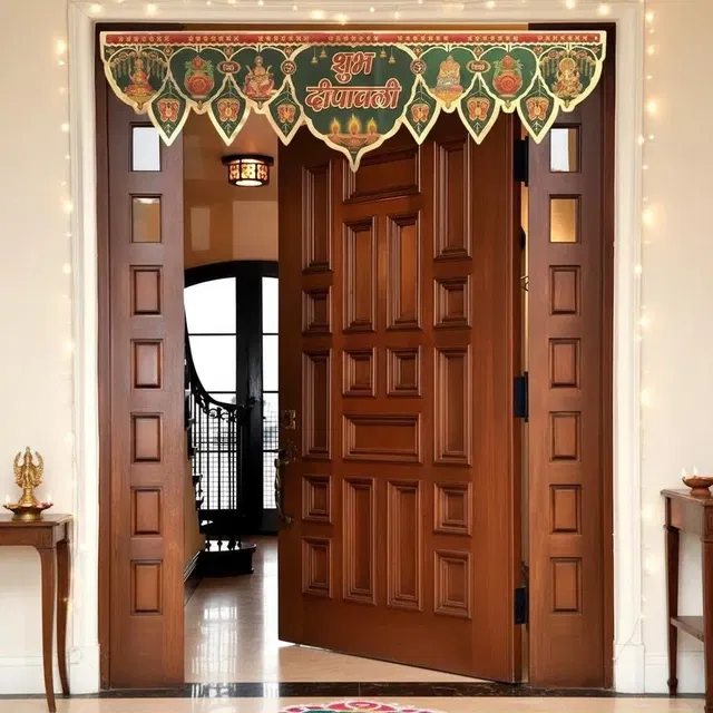 Beautiful Shubh Deepawali Golden Toran (27x9) for Diwali Poojan Home Decor (Pack of 1)