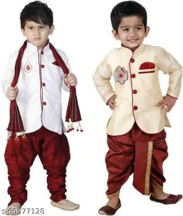 Sherwani Set for Boys (Multicolor, 1-2 Years) (Pack of 2)
