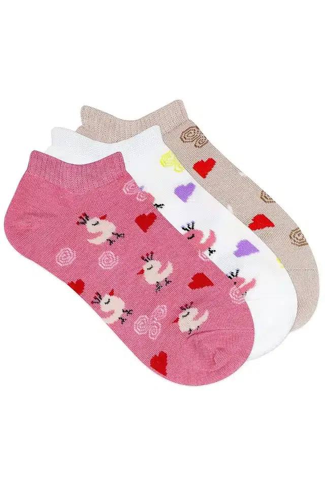 Cotton Ankle Length Socks for Women & Men (Multicolor, Set of 3)