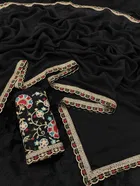 Crepe Solid Saree for Women, Black 