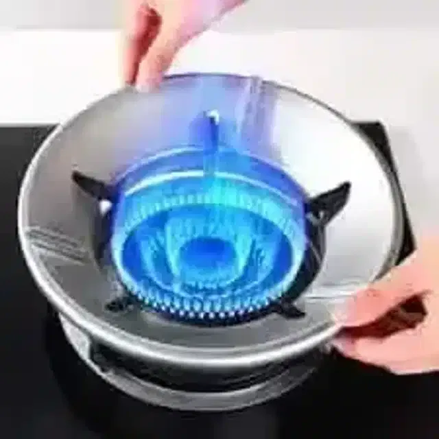 K Kudos Gas Saver Fire & Windproof Energy Saving Burner Stand (Silver)