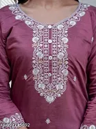Floral Embroidered Chanderi Cotton Kurti for Women 