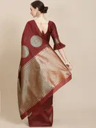 Litchi Silk Zari Woven Saree for Women, Maroon 