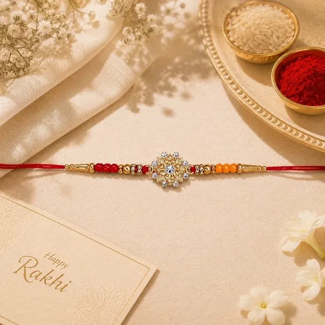 Golden Krishna Rakhi for Brother