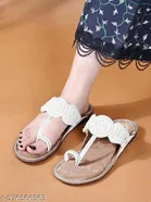 Shoetopia White Embellished Flat Sandals 