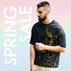 Cotton Printed  T-shirt for Men, Navy Blue 
